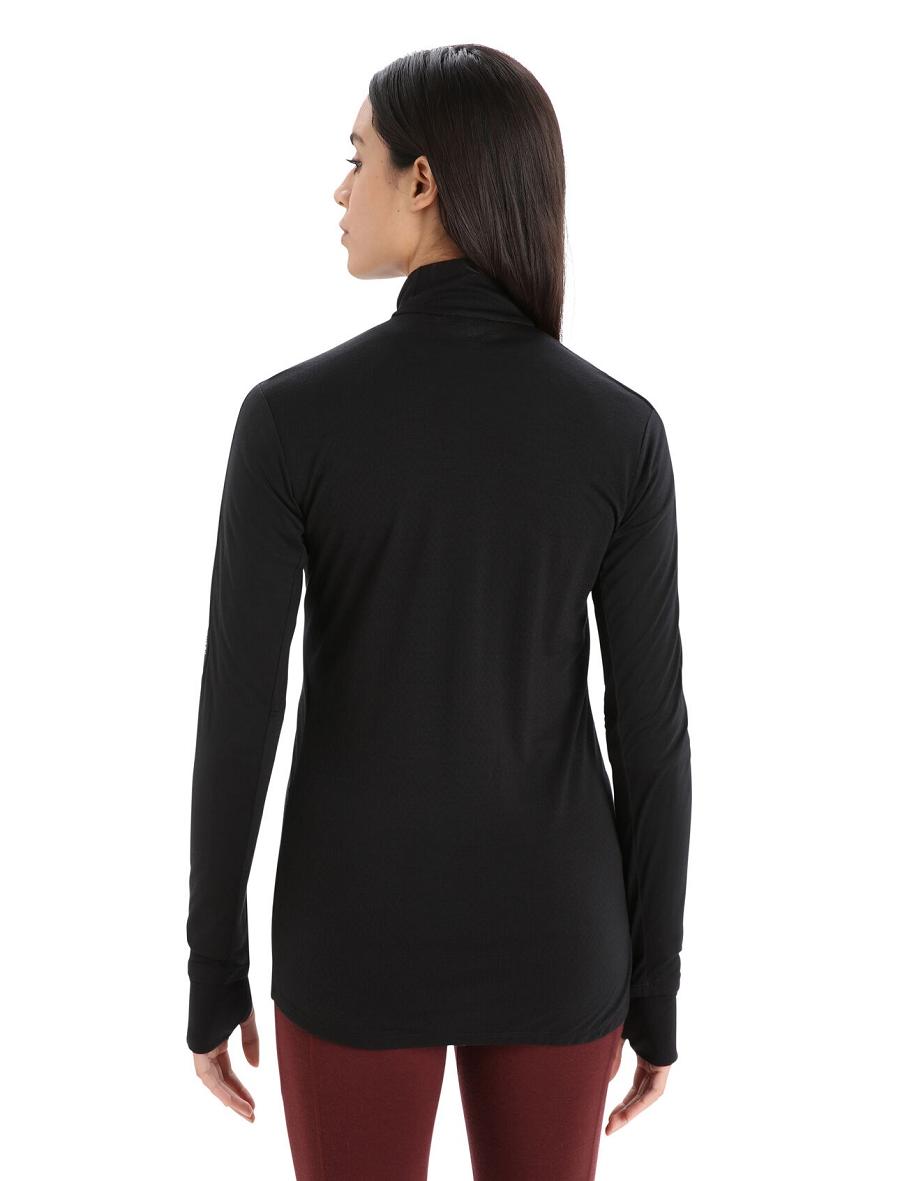 Black Icebreaker ZoneKnit™ Merino Long Sleeve Zip Women's Hoodie | AU 1668SGLO